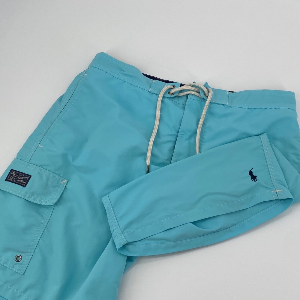 Polo Ralph Lauren Mens Turquoise Blue Cargo Swim Trunks Mesh Liner‎ Medium